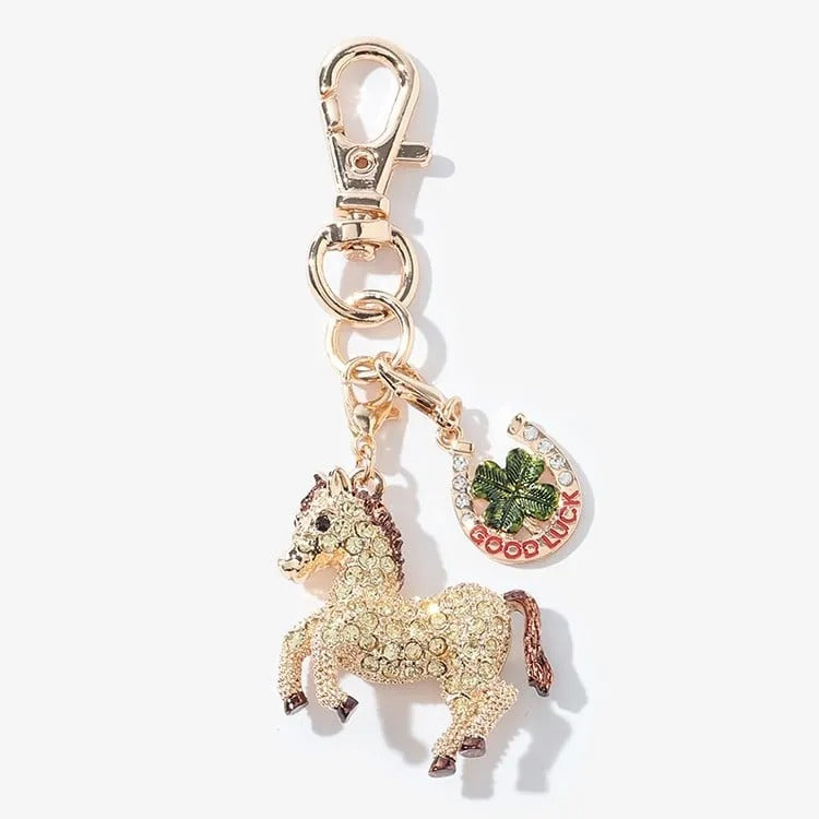 JALUX JALオリジナル ウマのキラキラキーリング(馬蹄と四つ葉の