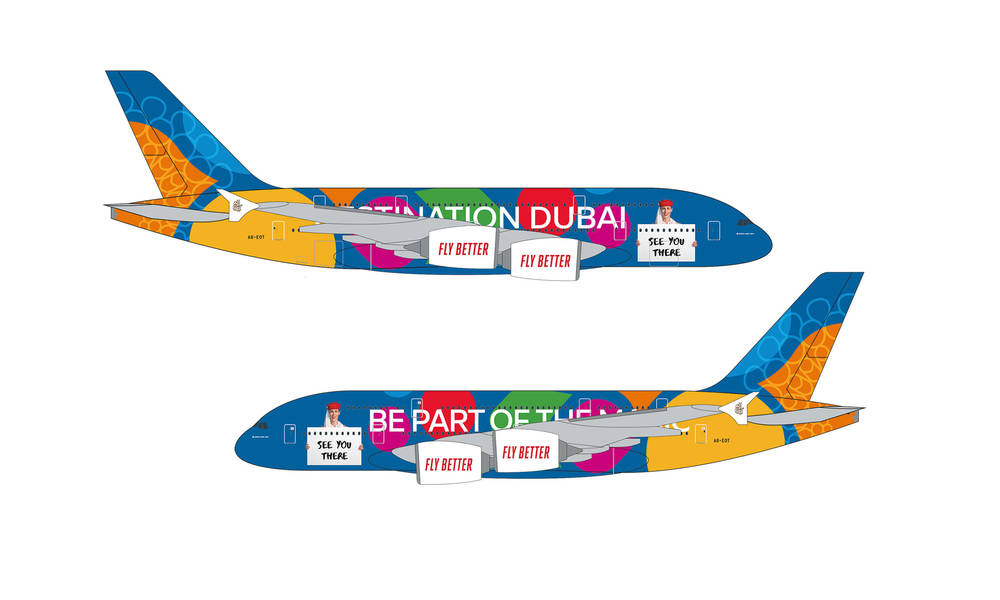 Herpa Wings 【予約商品】A380 エミレーツ航空 「Destination Dubai」 A6-EOT （組立式モデル ・スタンド仕様・ランディングギアな