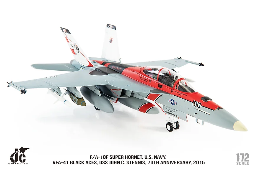 F/A-18F（複座型） アメリカ海軍 第41戦闘攻撃飛行隊「ブラックエイセス」 特別塗装「部隊創設70周年」 2015年 リムーア基地・カリフォルニア州 NG100/#166842 1/72 [JCW-72-F18-015](20240630)
