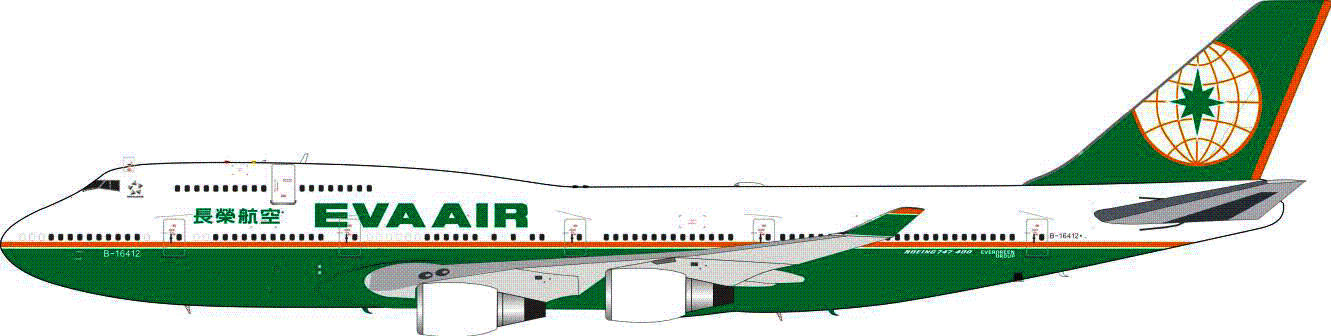 InFlight200 747-400 エバー航空 B-16412 1/200 ※スタンド付属・金属製 [IF744EVA001]