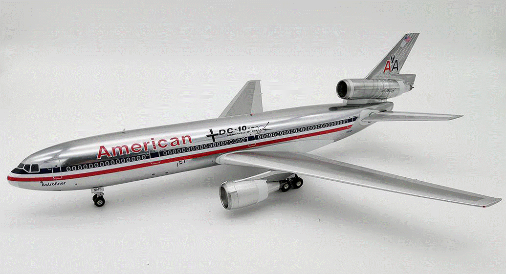 InFlight200 DC-10-10 アメリカン航空 70年代 ポリッシュ仕上 （スタンド付属） N102AA 1/200 ※金属製  [IFDC10AA0718