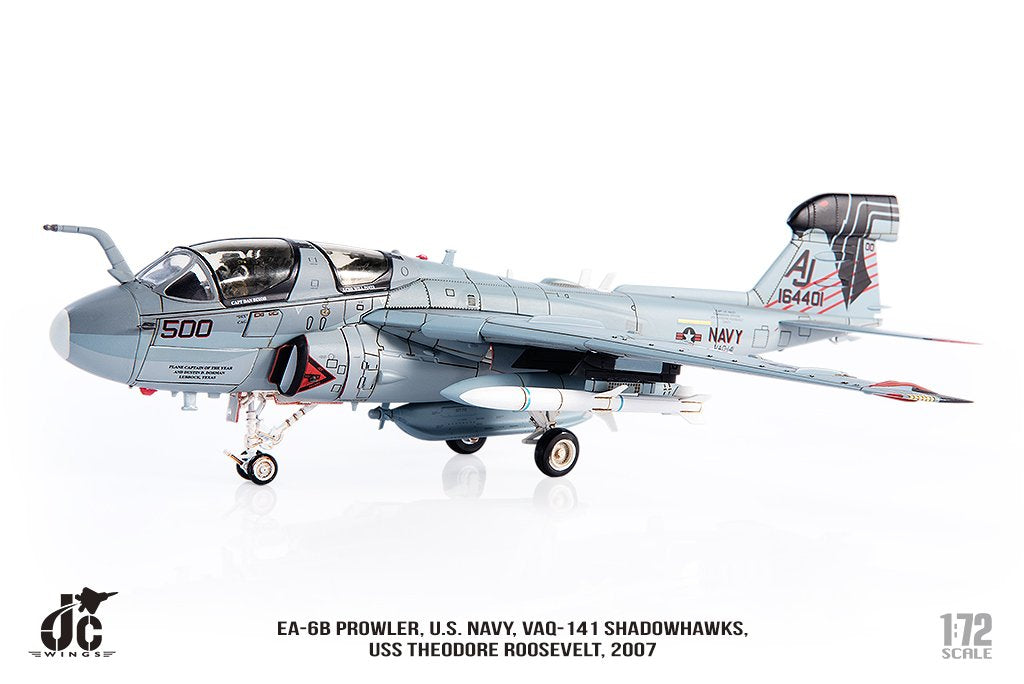 【預購商品】EA-6B 美國海軍第141電子戰中隊「暗影鷹」 西奧多·羅斯福號航空母艦 2007年 AJ500/#164401 1/72 【JCW-72-EA6B-002】