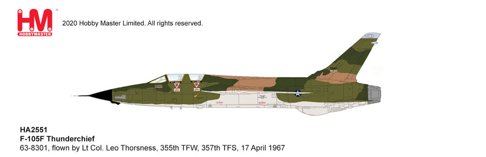 F-105F（複座型） アメリカ空軍 第355戦術戦闘航空団 第357戦術戦闘飛行隊 レオ・トールスネス中佐機 67年4月17日 #63-8301  1/72 [HA2551]