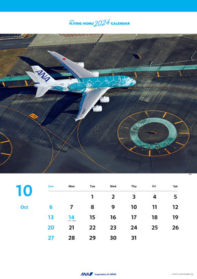 2024年度版 壁掛ANA A380 FLYING HONU(フライングホヌ) カレンダー[4961506310887]