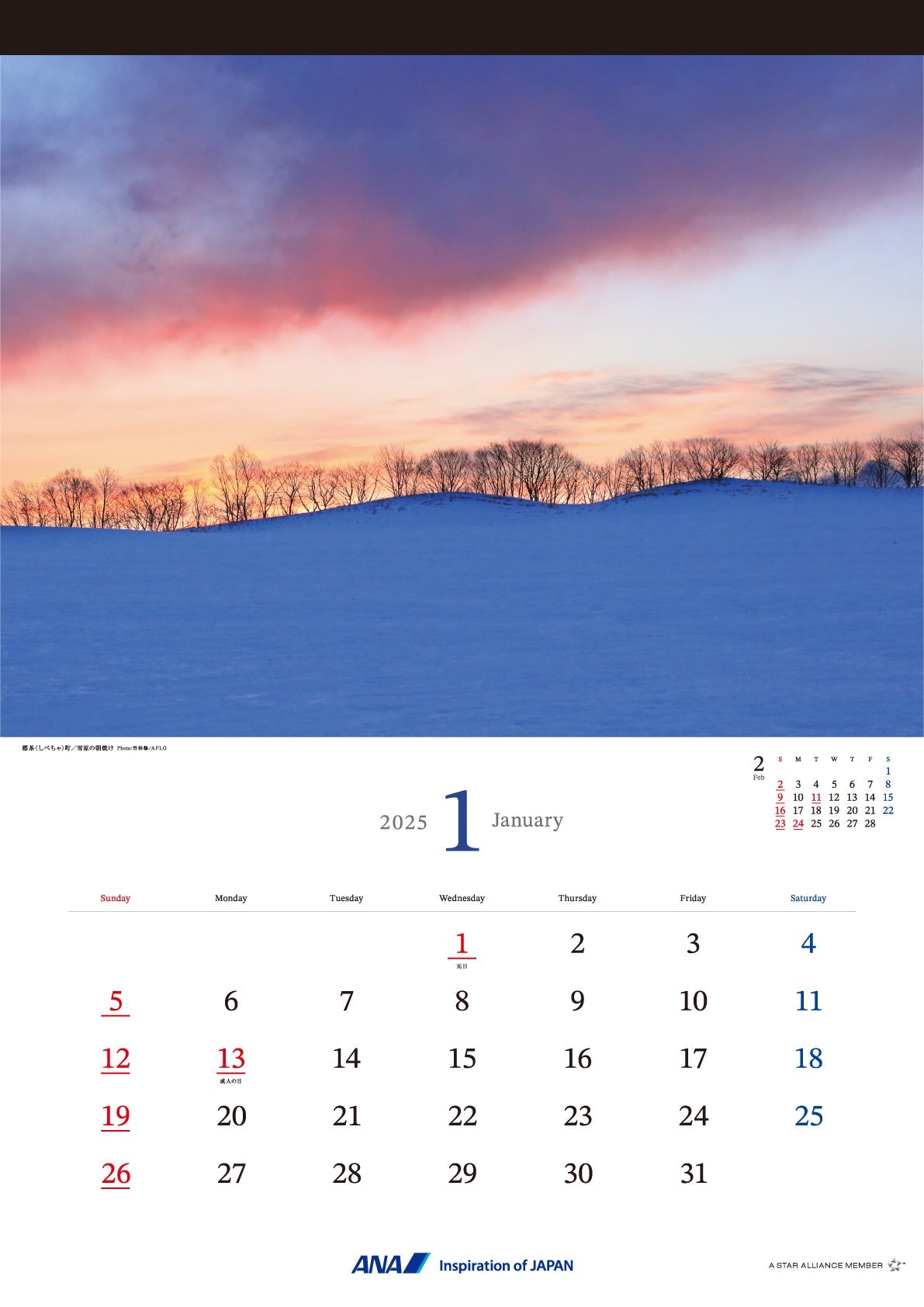 2025 ANA Graphic Gallery Wall Calendar Hokkaido [4961506311013] 