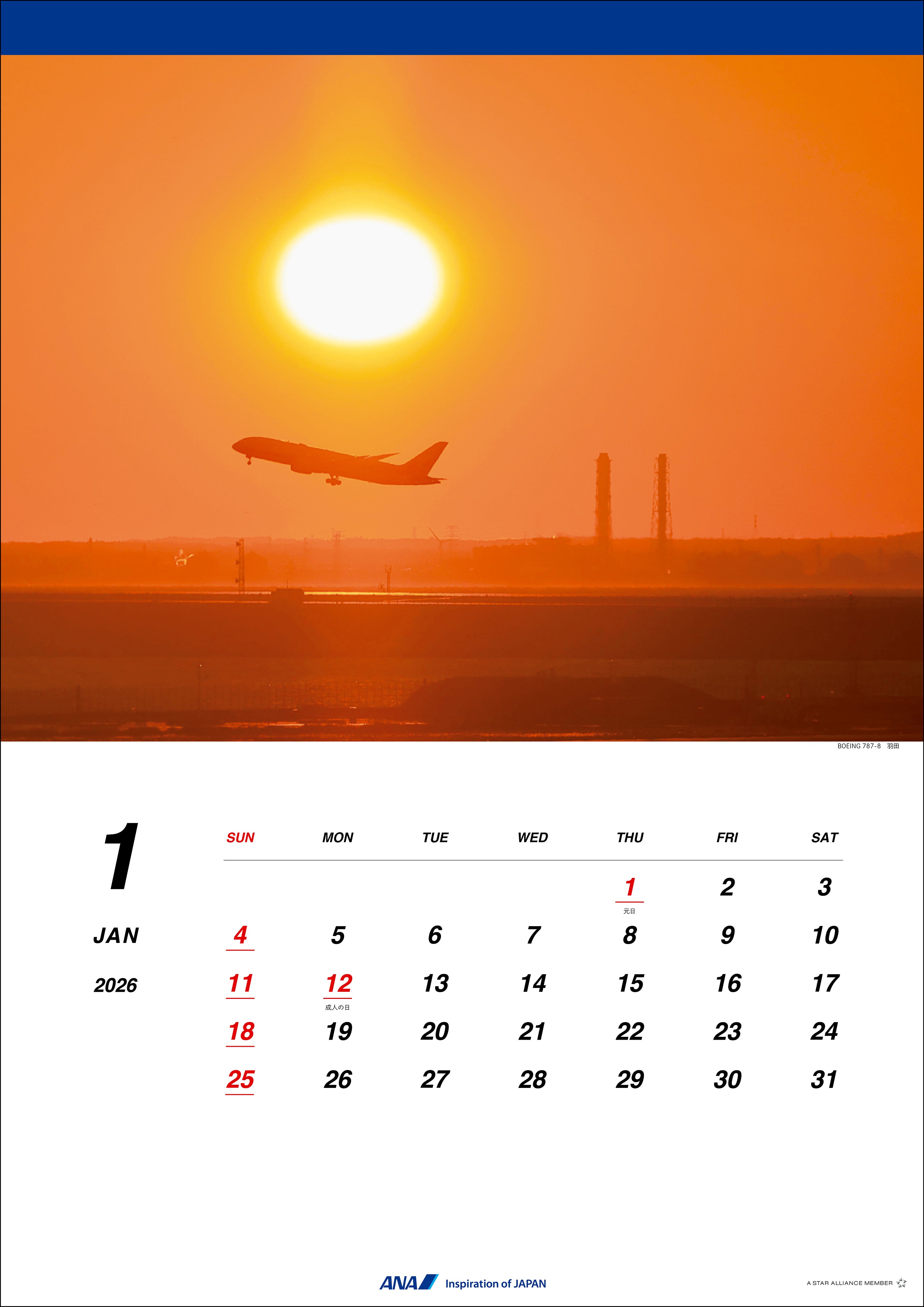 2026年版 壁掛 ANA 787 カレンダー [4961506311327]