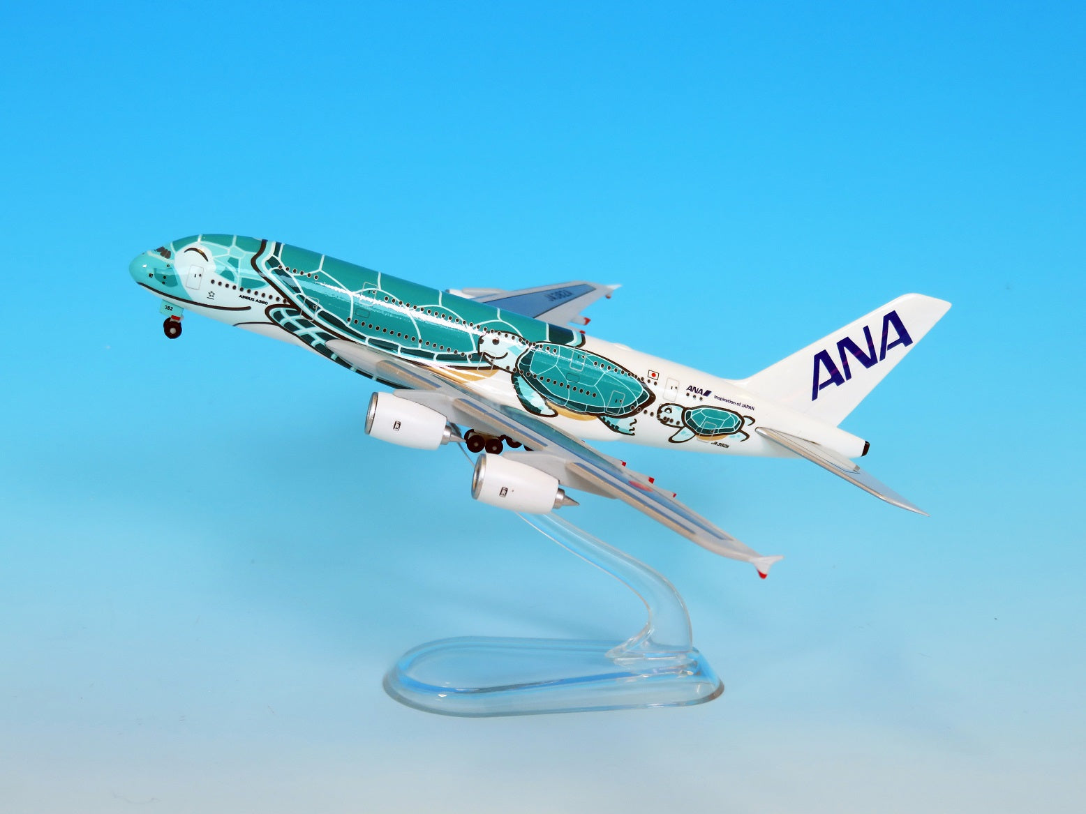 A380 ANA All Nippon Airways FLYING HONU (Flying Honu/Kai) Emerald Green Completed Product with WiFi Radome and Gear JA382A 1/500 [NH50092] 