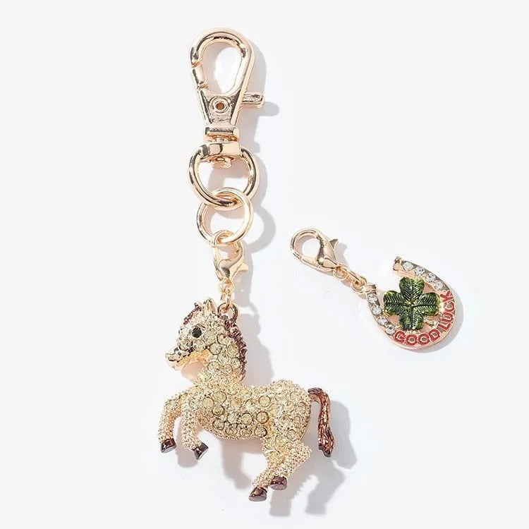 JALUX JALオリジナル ウマのキラキラキーリング(馬蹄と四つ葉の