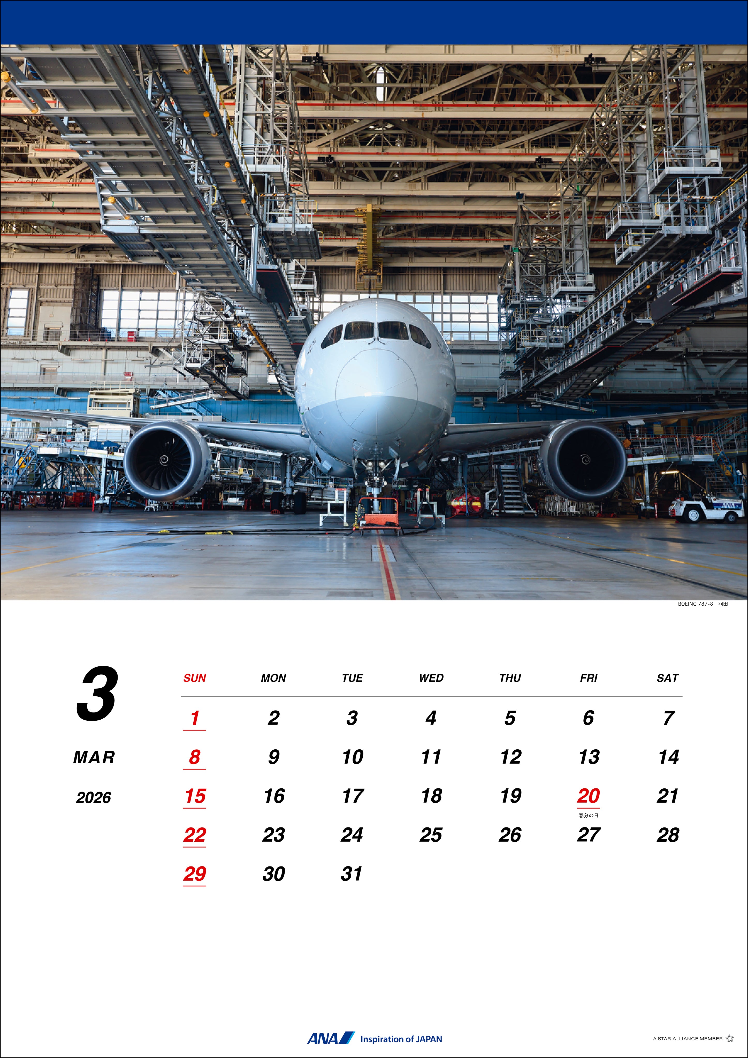 【予約商品】2026年版 壁掛 ANA 787 カレンダー (AC20250826) [4961506311327]
