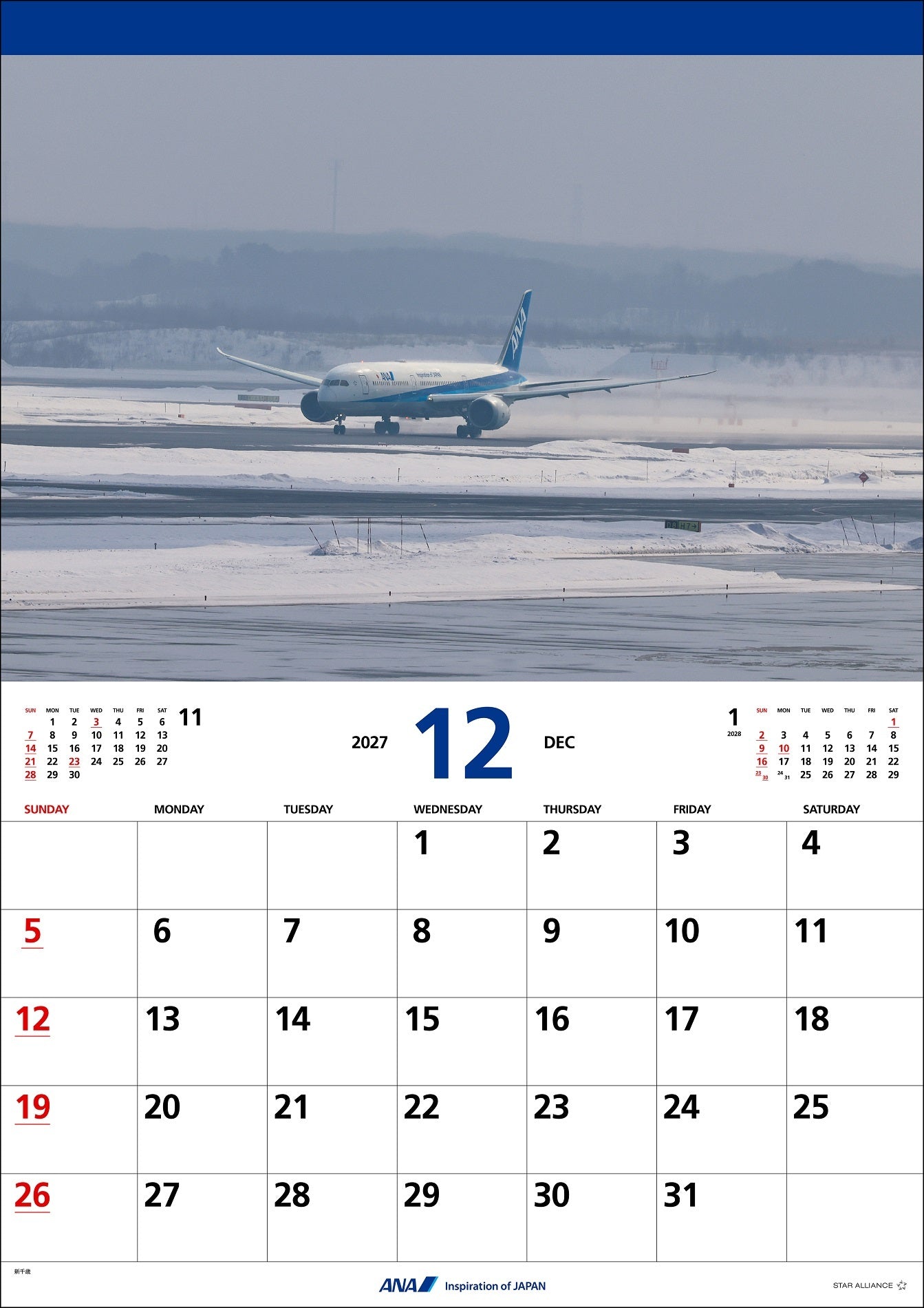 全日空商事 【予約商品】2027年版 ルーク・オザワ撮影 壁掛 ANA 787