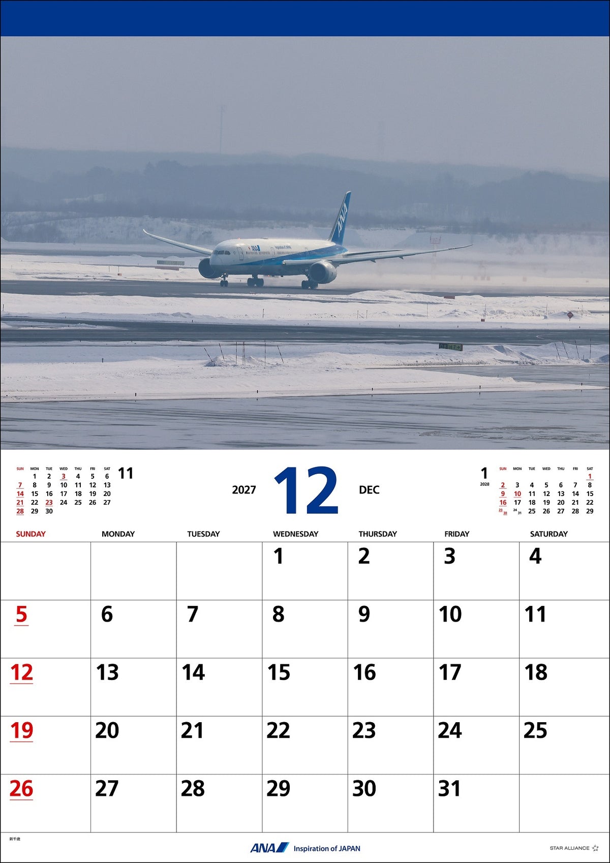 【予約商品】2027年版 ルーク・オザワ撮影 壁掛 ANA 787カレンダー (ANC20260817)［4961506311679］