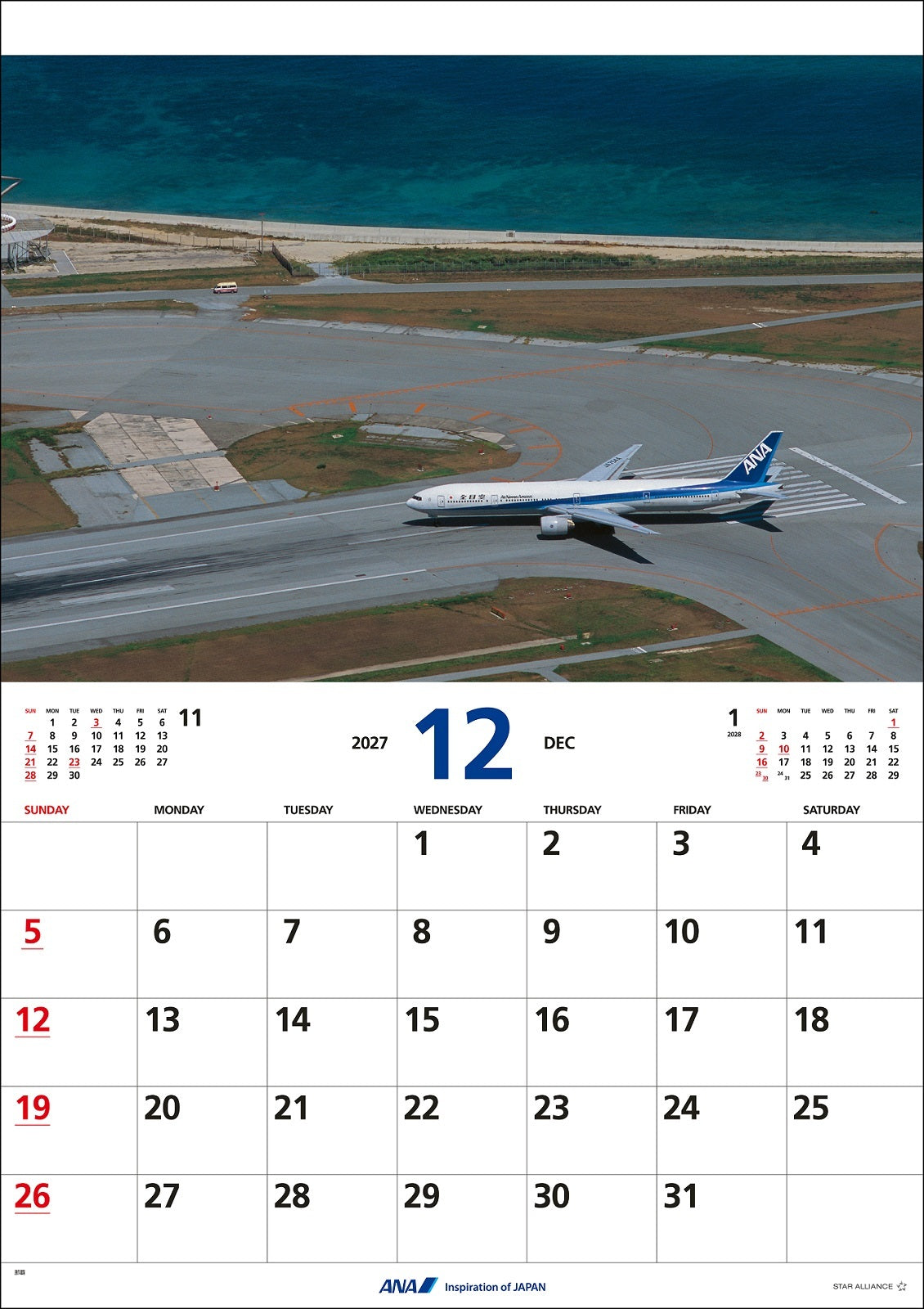 【予約商品】2027年版 ルーク・オザワ撮影 壁掛 ANA 777-300退役記念カレンダー (ANC20260817)［4961506311709］