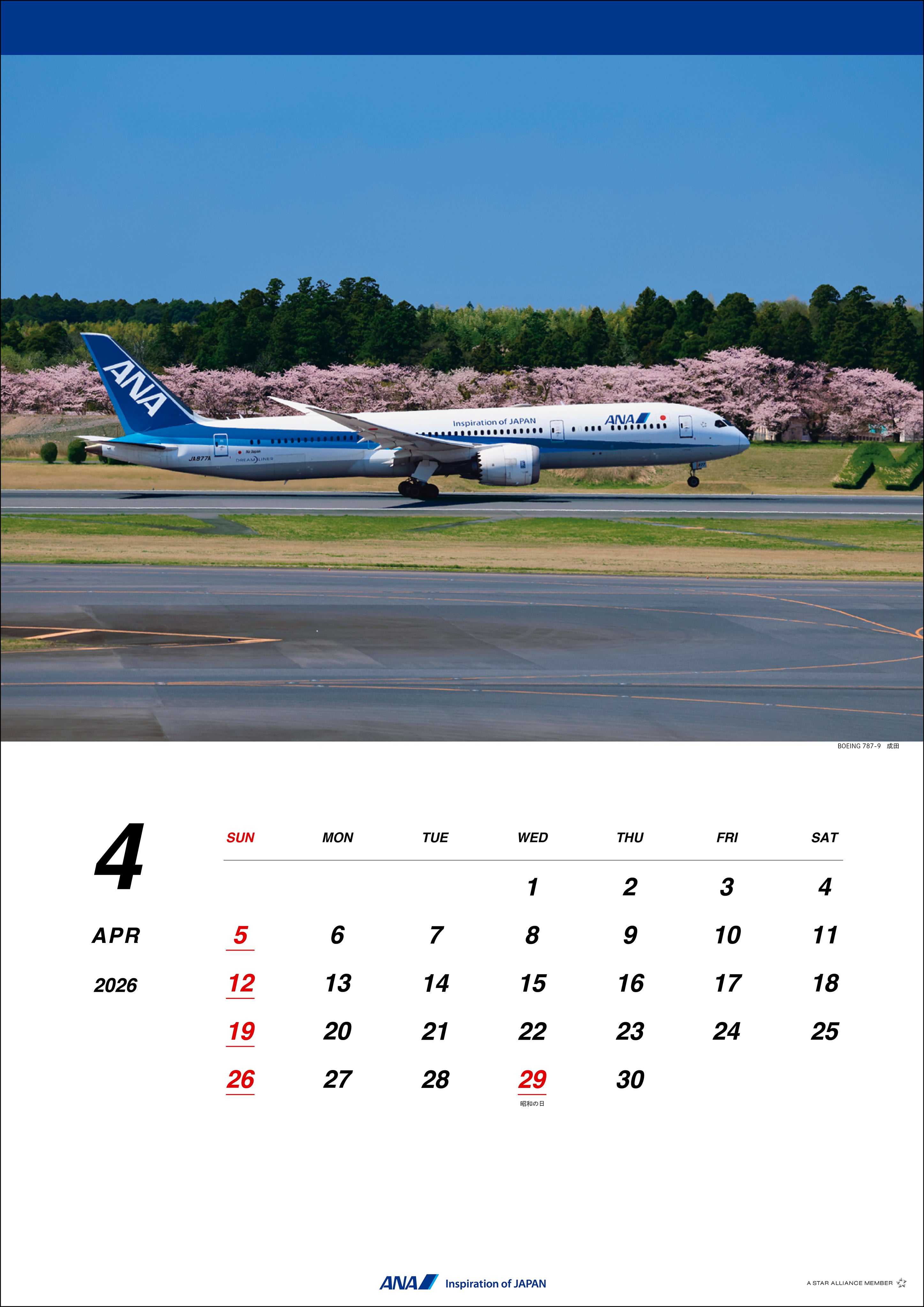 【予約商品】2026年版 壁掛 ANA 787 カレンダー (AC20250826) [4961506311327]