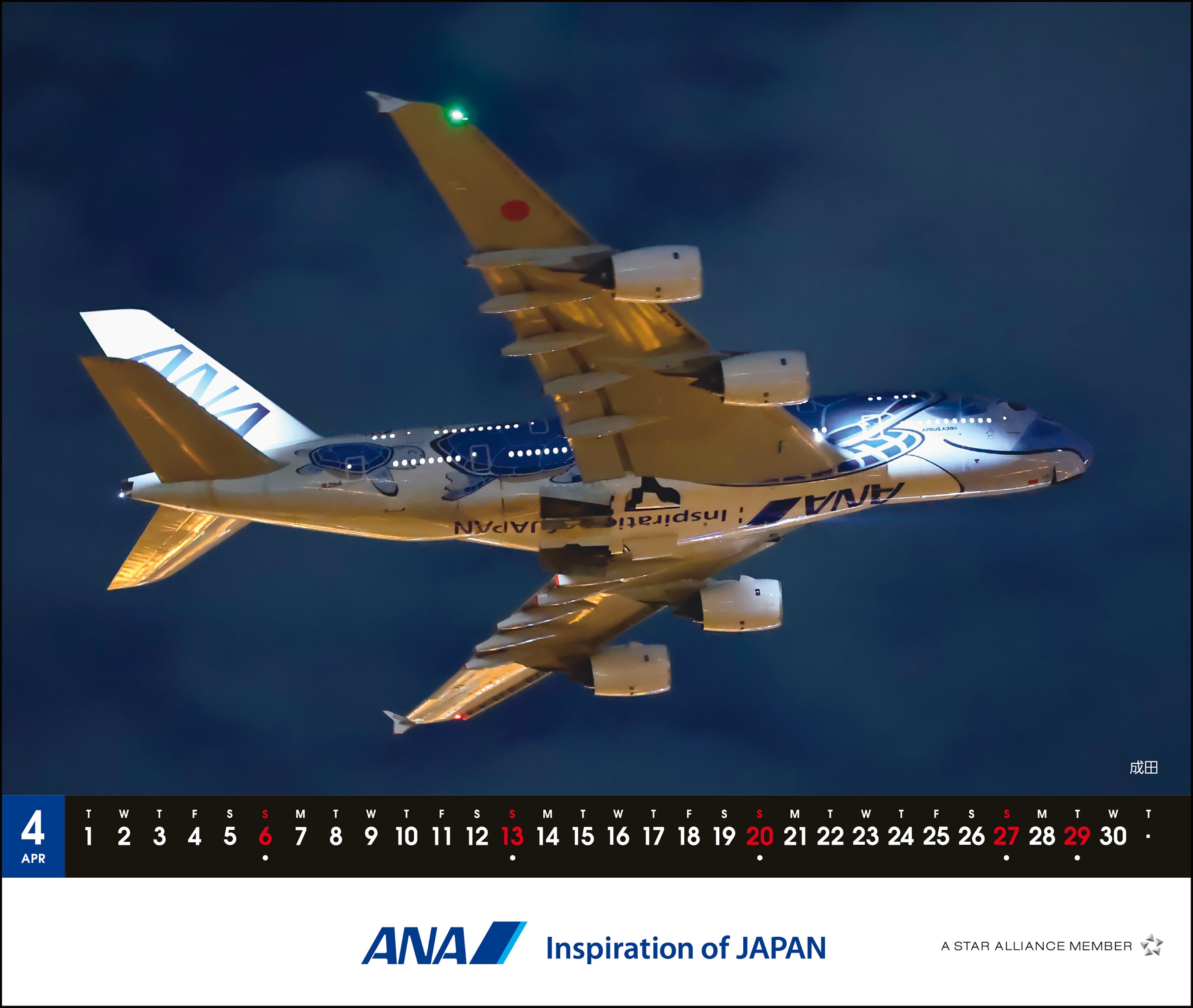 2025 Edition ANA A380 FLYING HONU Desktop Calendar [4961506311105] 