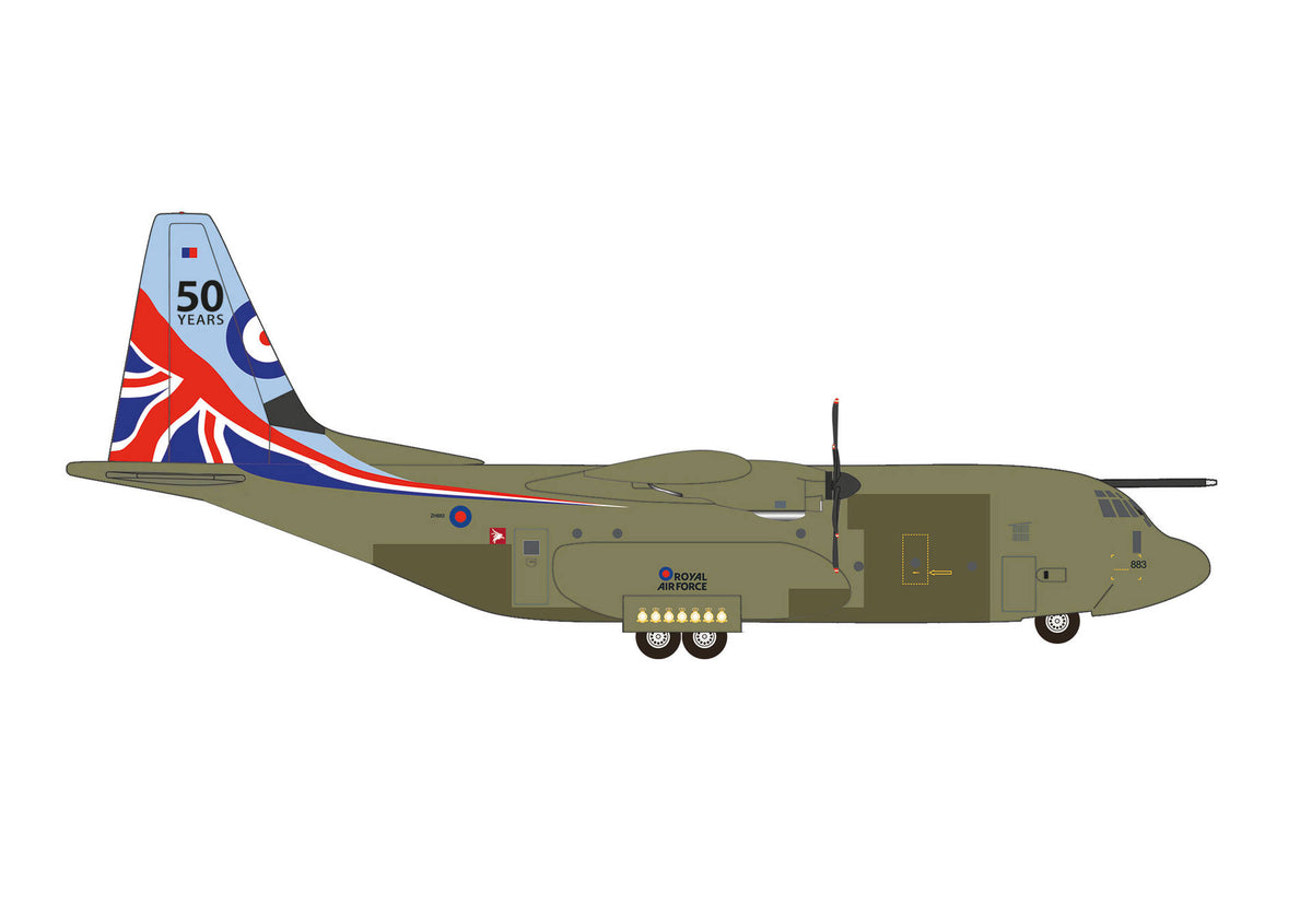 【予約商品】C-130J/C.5 イギリス空軍 第47飛行隊 C-130運用50周年記念 ZH883 1/500 (HE20231020) [537445]
