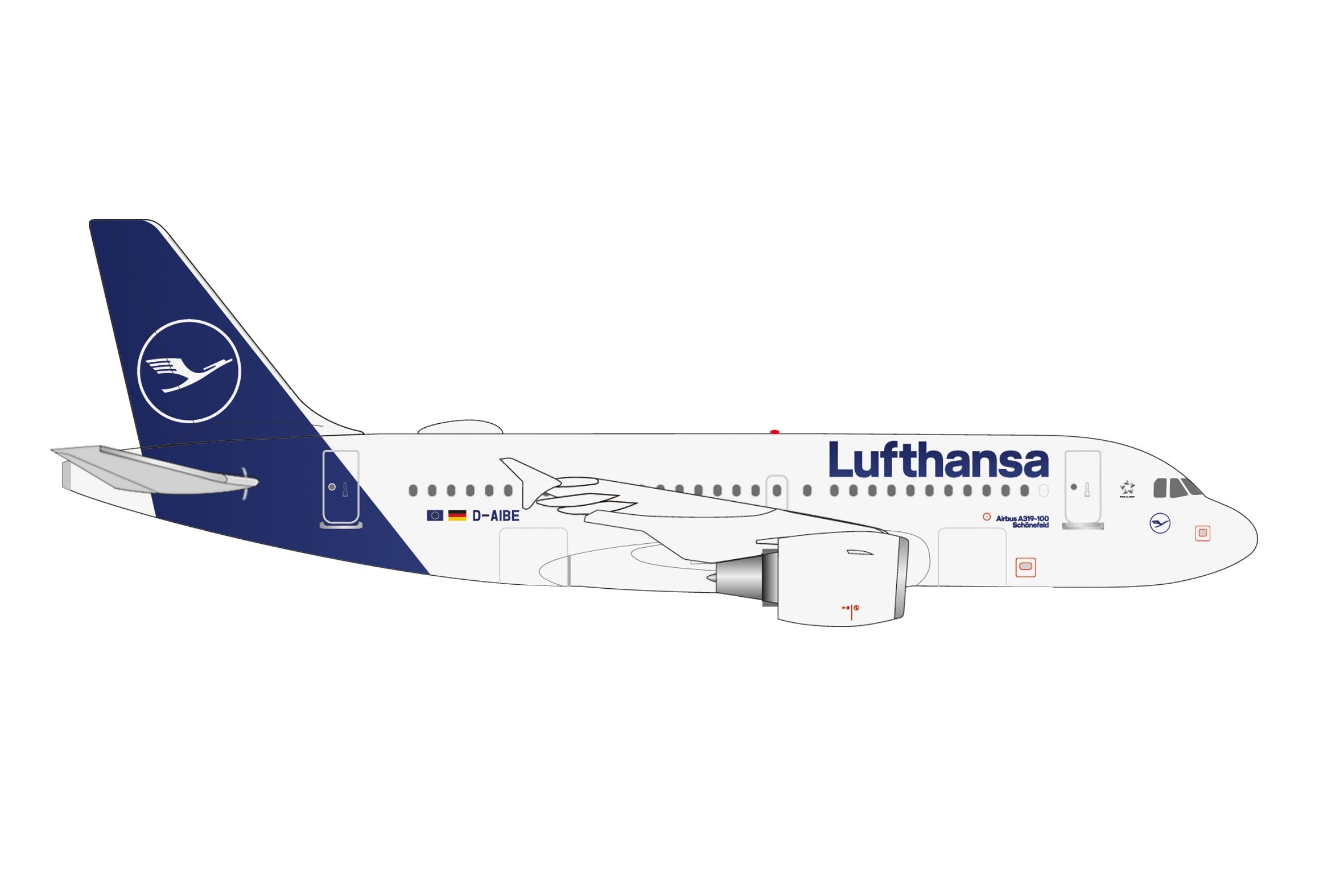 【超希少】ヘルパ 1/500 ルフトハンザ A319（製造時エラープリント） Herpa Wings A319 ルフトハンザ航空 「Sch nefeld」 D-AIBE 1/500 [538749]