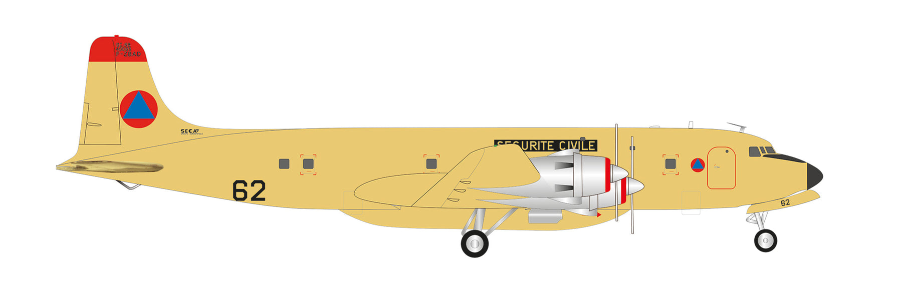 DC-6B フランス市民安全局（セクリテ・シビル） 1980-1990年代 F-ZBAD 1/200 [572484]