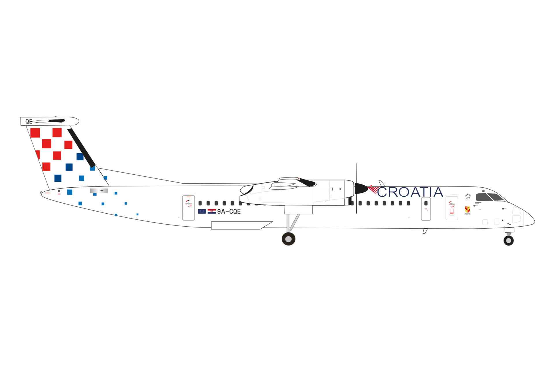 DHC-8-400(Q400) 克罗地亚航空 9A-CQE 扎戈列 1/200 [573108] 