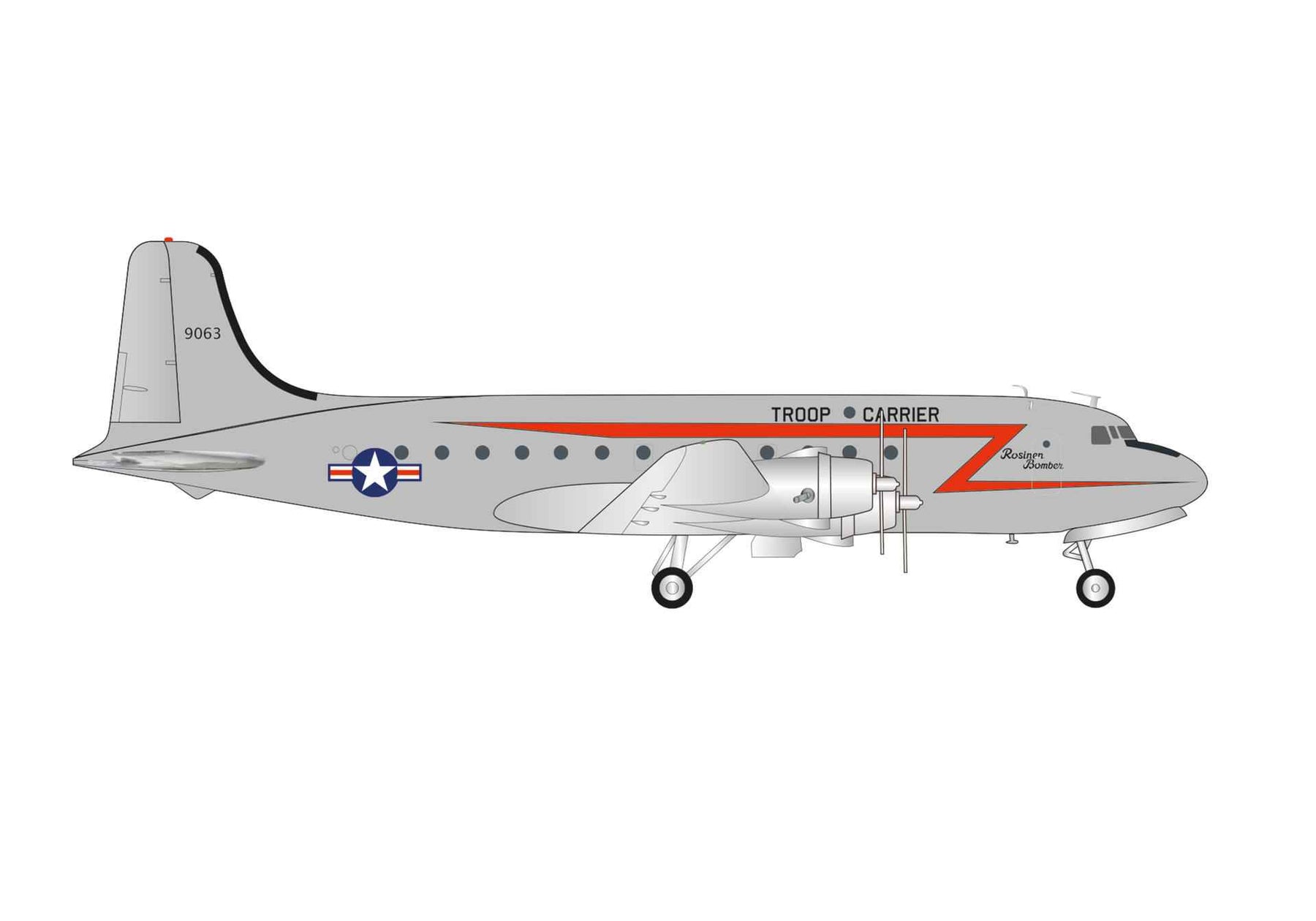 【予約商品】C-54 アメリカ空軍 “Rosinenbomber”  44-9063 1/200 (HE20240620) [573177]