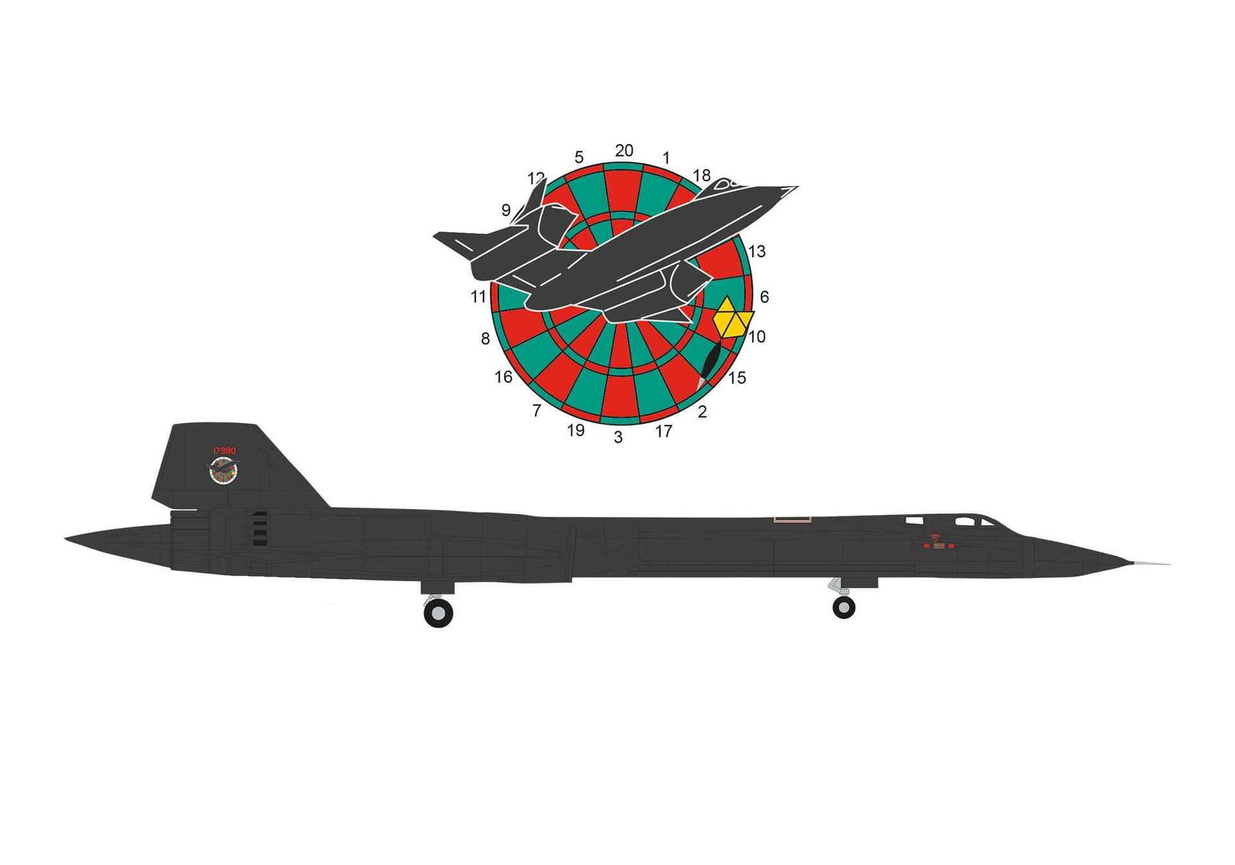 【10/21(月)発売】【予約商品】SR-71A アメリカ空軍 9th SRW Detachment 4, RAF Mildenhall “Farewell-Dartboard” 61-7980 1/200 (HE20240620) [573283]