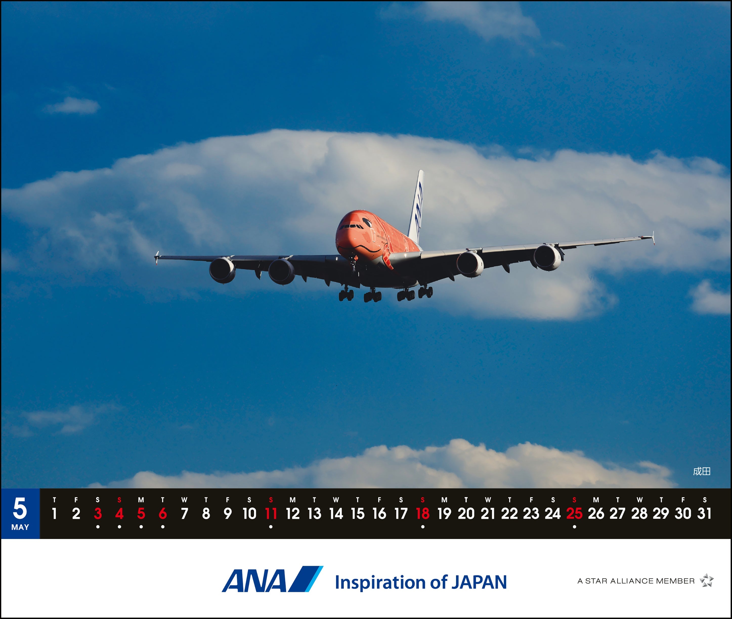 2025 Edition ANA A380 FLYING HONU Desktop Calendar [4961506311105] 