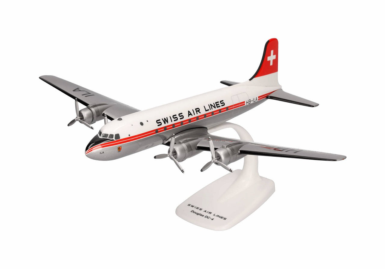 DC-4 Swiss International Air Lines Geneve HB-ILA (assembled snap-in model, stand version, no landing gear) 1/125 [614030] 