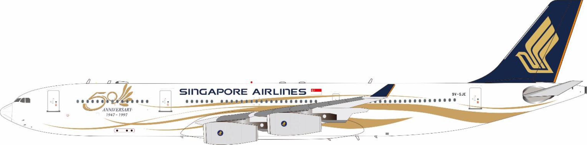 A340-300 Singapore Airlines Special Paint "50th Anniversary" 1997 9V-SJE 1/200 [B-343-SJE]