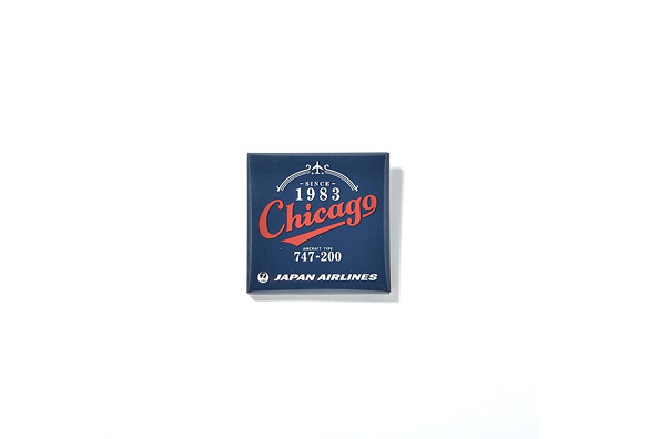 JALUX JALオリジナル JAL CHICAGO 缶バッジ ネイビー 日本航空 [BJB3706]