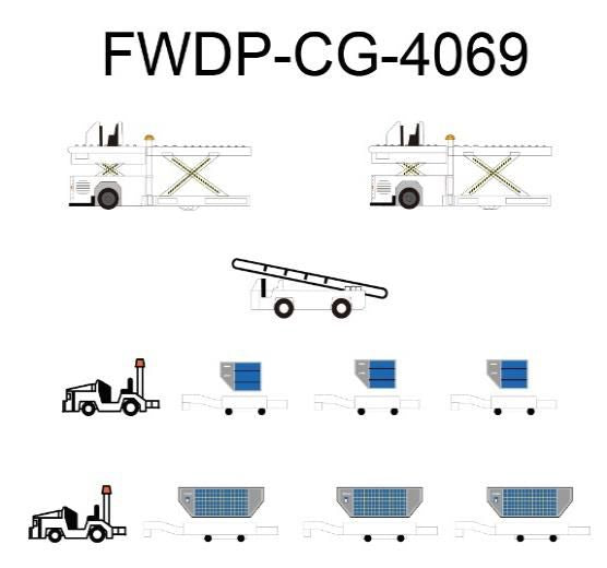 空港ジオラマアクセサリー 地上支援車両（GSE） 11両セット 白色 1/400 [FWDP-CG-4069]