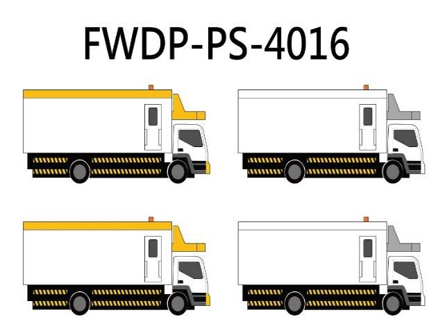空港ジオラマアクセサリー 地上支援車両（GSE） ケータリングトラック（機内食運搬車） 4台セット 1/400 [FWDP-PS-4016]