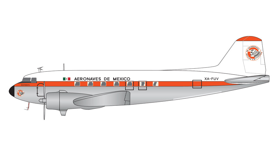 【予約商品】DC-3 アエロメヒコ航空 「polished belly」  XA-FUV  1/200 (GJ20240119) [G2AMX1151]