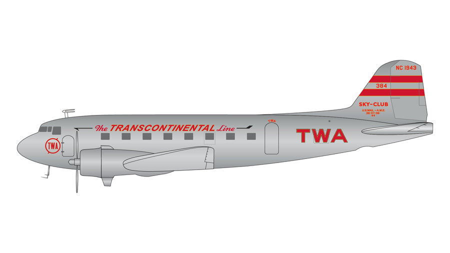 DC-3 トランス・ワールド航空 ※ポリッシュ仕上げ  NC1943  1/200 [G2TWA314]