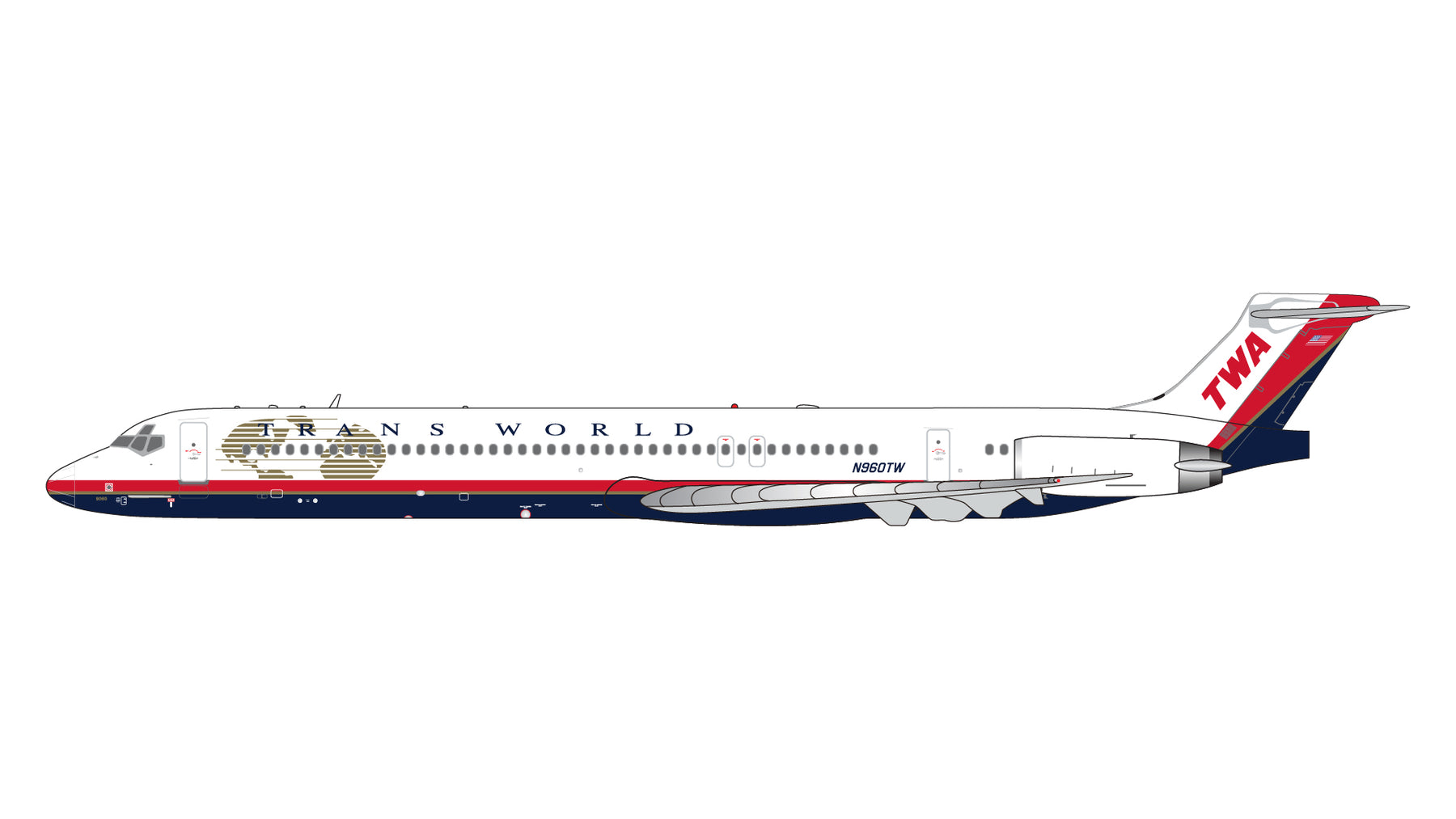 【予約商品】MD-82 トランス・ワールド航空  「final livery」   N960TW   1/400 (GJ20231107) [GJTWA1711]