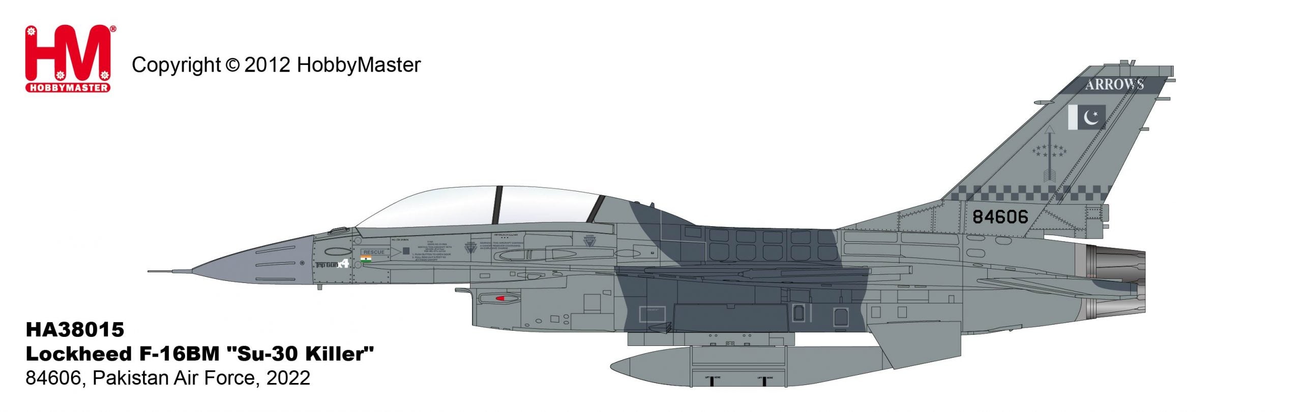 F-16BM (Block 20MLU / two-seater) Pakistan Air Force 11th Squadron Anatolian Eagle Exercise 3rd Jet Base (Konya Airport), Turkey June 2022 #84606 1/72 [HA38015]