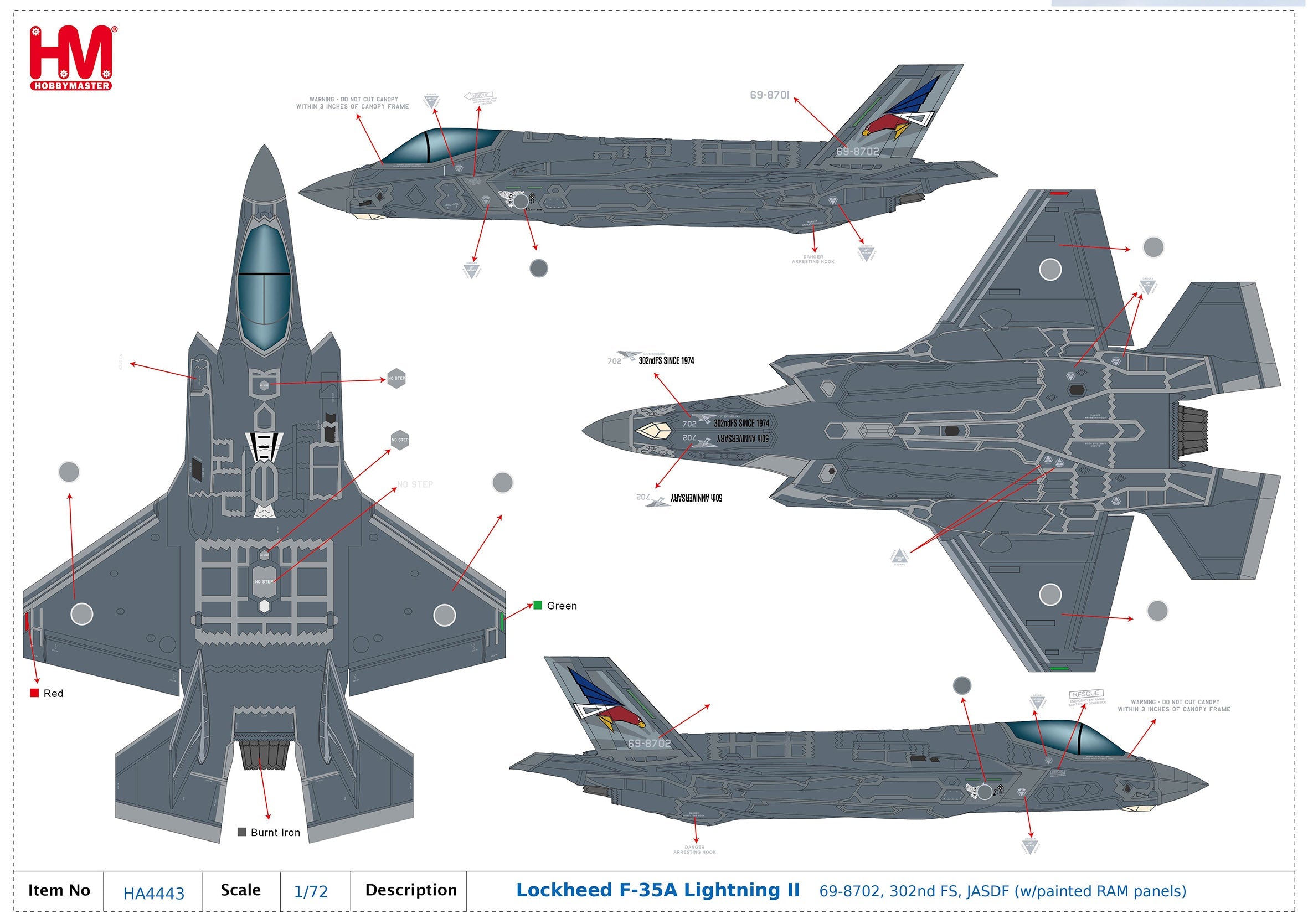 F-35A 航空自衛隊 第302飛行隊 69-8702 ※RAM塗装 1/72 [HA4443]