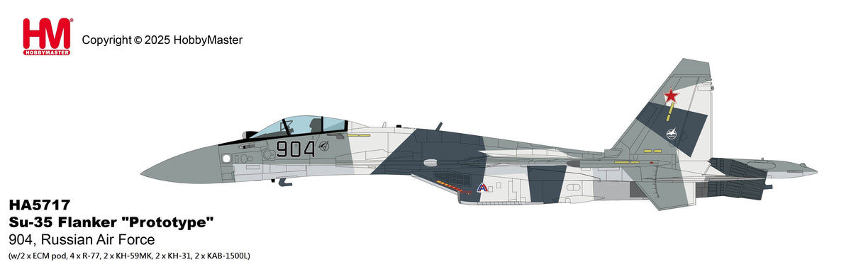【予約商品】Su-35 フランカー ロシア空軍 プロトタイプ 904号機 ※ECMポッド×2・R-77×4・Kh-59×2・Kh-31×2・KAB-1500L×2付属 1/72 (HM20261021) [HA5717]