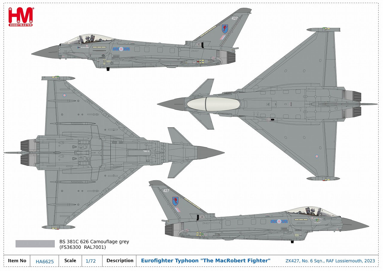 【予約商品】ユーロファイター・タイフーン イギリス空軍第6飛行隊 「The MacRobert Fighter」 ロスシーマス空軍基地 2023年 ZK427 1/72 (HM20250625) [HA6625]