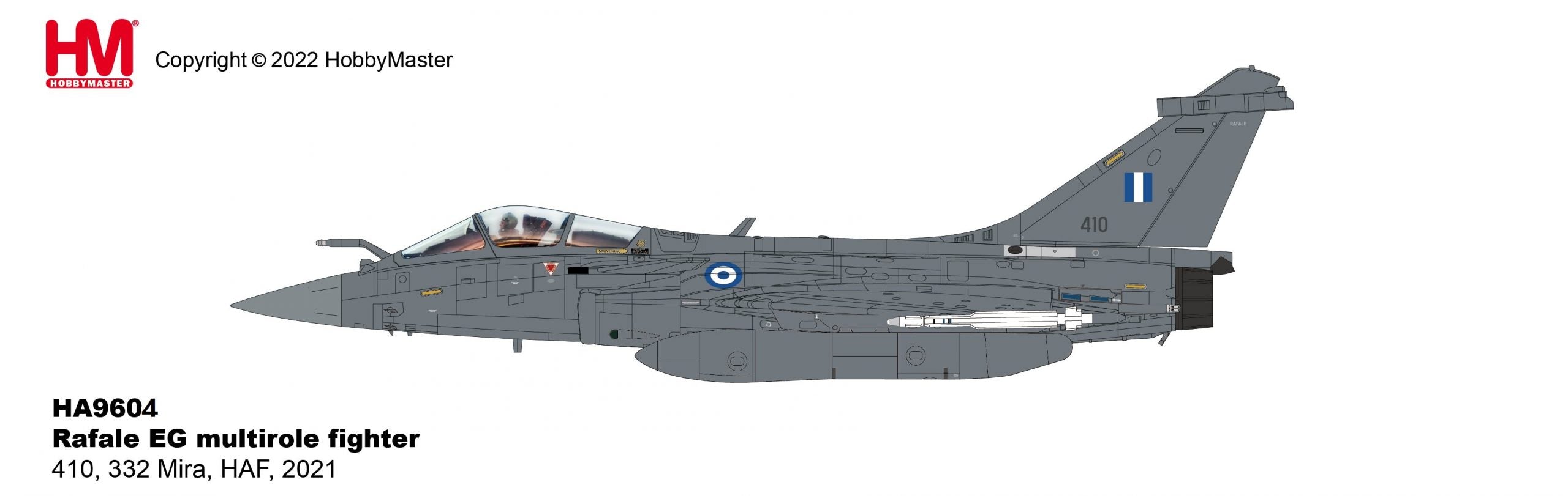 Rafale EG, Hellenic Air Force, 114th Fighter Wing, 332nd Squadron, Tanagra Air Base, 2021, #410, 1/72 [HA9604]