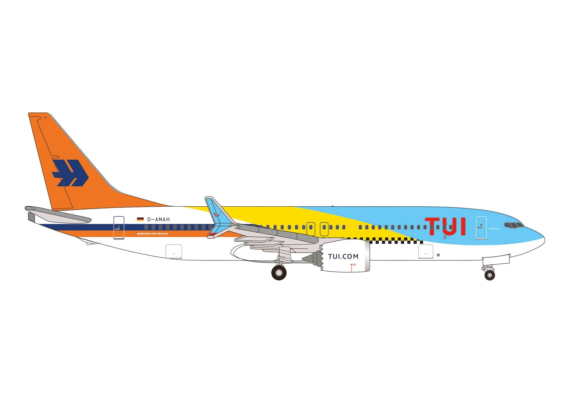 Herpa Wings 737 Max8 TUIフライ航空 50周年 Fuerteventura D-AMAH 1