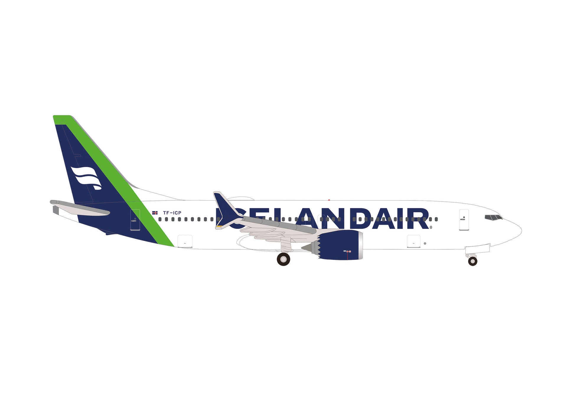 737 MAX8 アイスランド航空 グリーンテールストライプ Landmannalaugar TF-ICP 1/500 [538466]