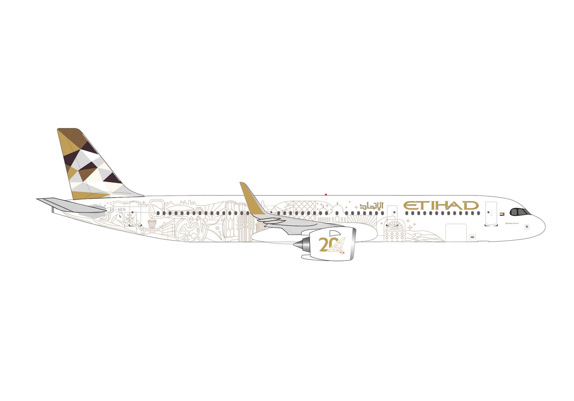 A321neo エティハド航空 20周年記念 A6-AEN 1/500 [538473]