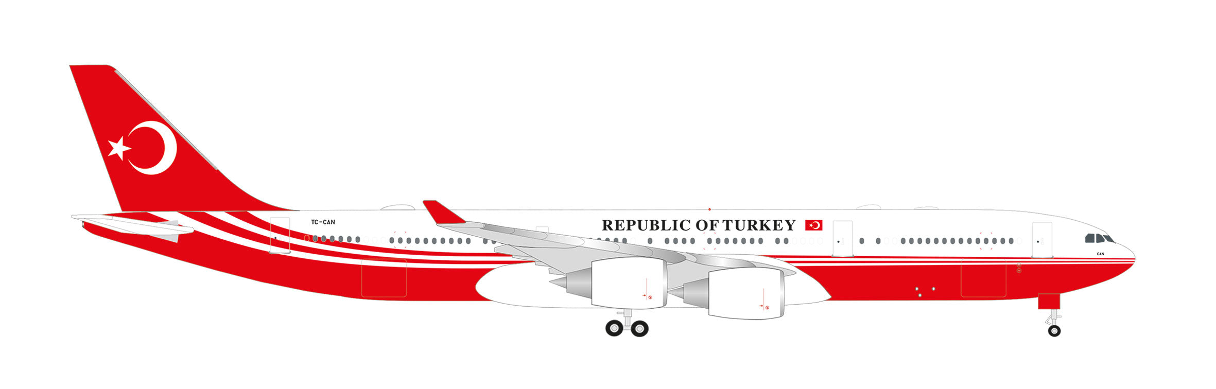 Herpa Wings A340-500 トルコ政府専用機 TC-CAN 1/500 [538930]