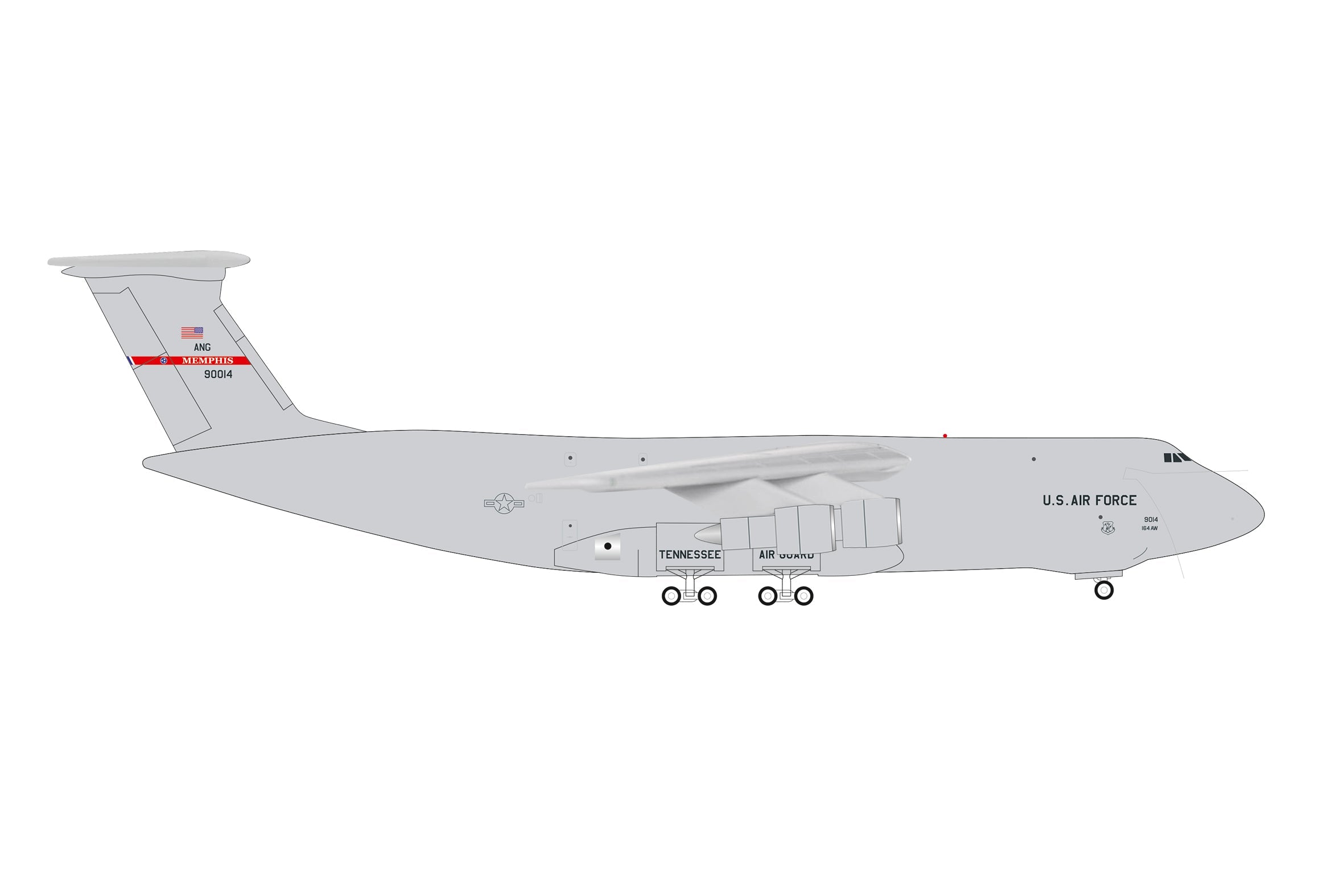 C-5A アメリカ空軍 テネシー州空軍 155th AS メンフィス空軍州兵基地 69-0014 1/500 [539180]