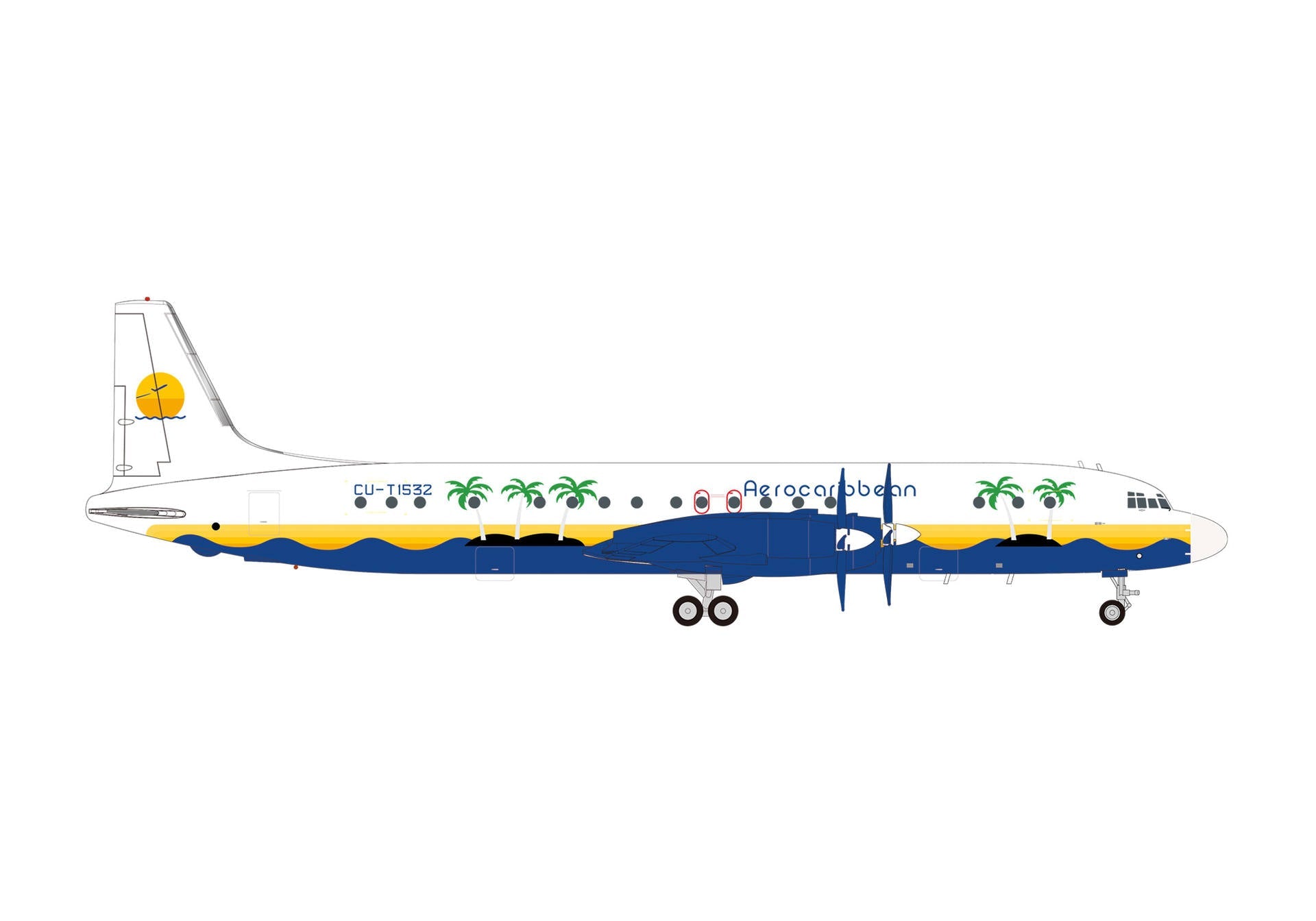 Herpa Wings IL-18 アエロ・カリビアン航空 CU-T1532 1/200 [573719]
