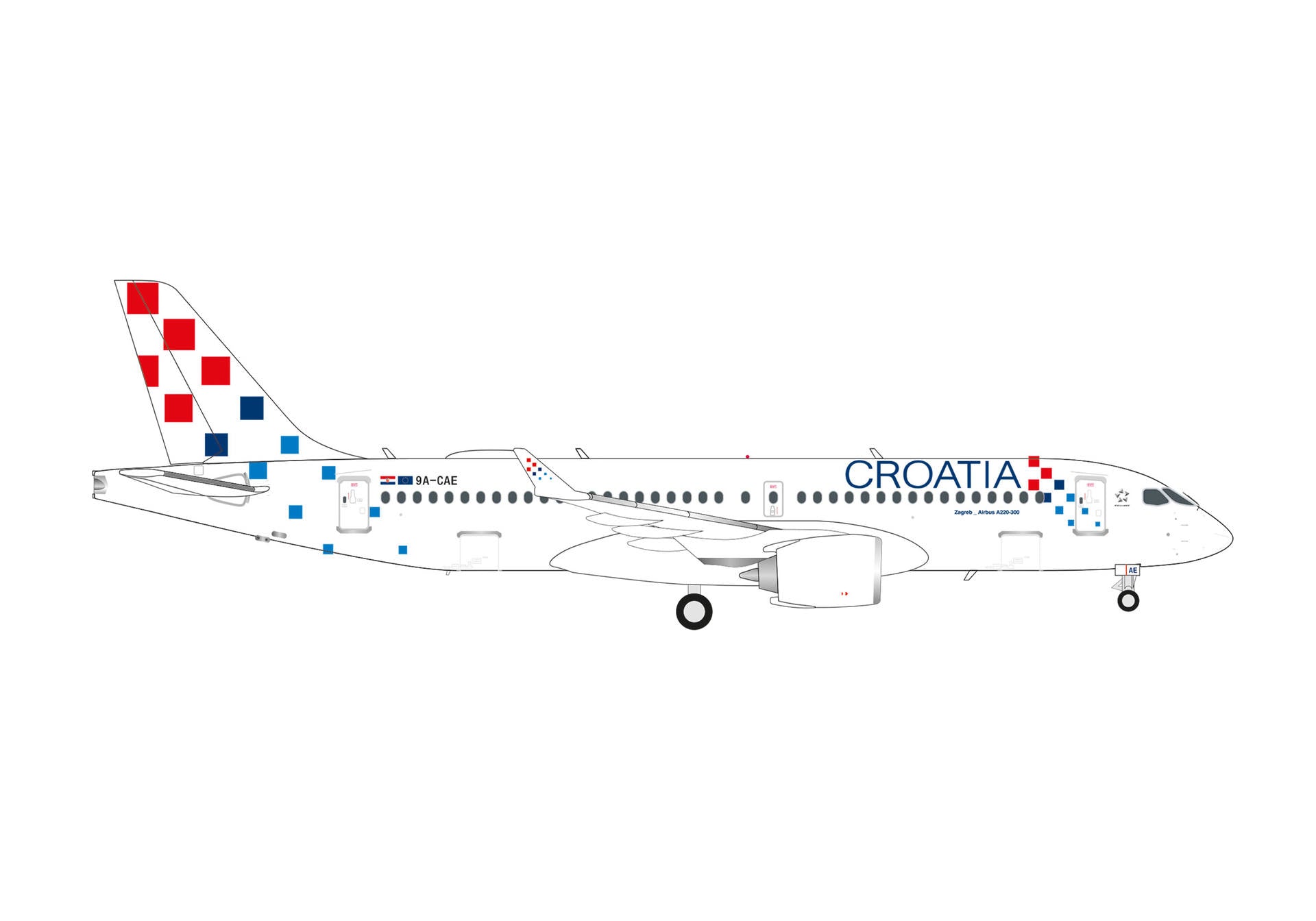【予約商品】A220-300 クロアチア航空 「Zagreb」 9A-CAE 1/200 (HE20250711) [573757]