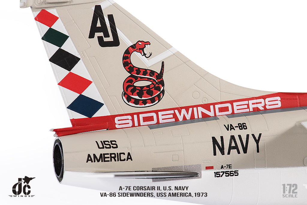 A-7E US Navy 86th Attack Squadron "Sidewinders" aboard the aircraft carrier America, 1973 AJ400/#157565 1/72 [JCW-72-A7-005]