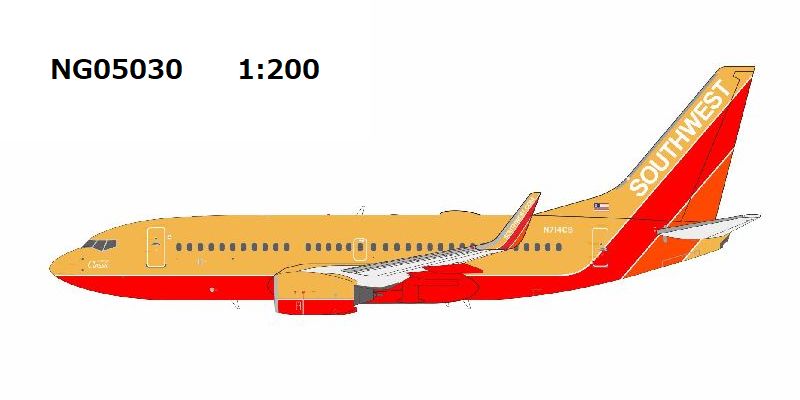 【予約商品】B737-700/w サウスウエスト航空 「Desert Gold retro livery」 N714CB 1/200 (NG20260127) [NG05030]