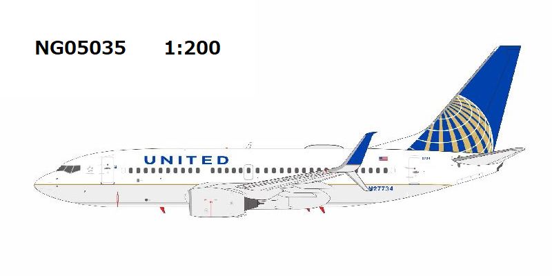 【予約商品】B737-700/w ユナイテッド航空 「CO-UA merged livery」 N27734 1/200 (NG20260127) [NG05035]