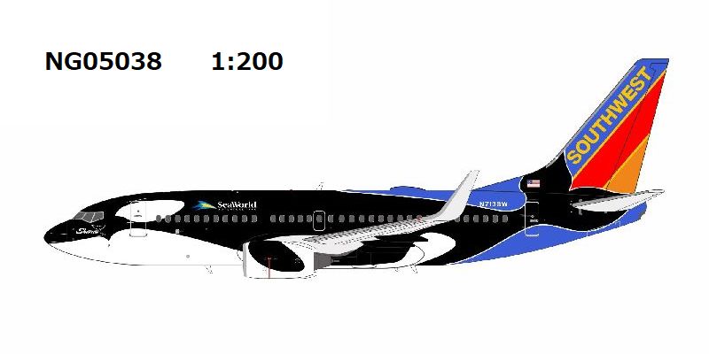 【予約商品】B737-700/w サウスウエスト航空 「Shamu livery」 N713SW 1/200 (NG20260127) [NG05038]