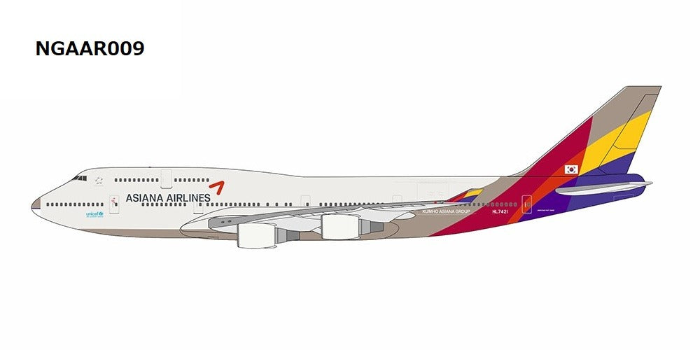 【予約商品】B747-400(M) アシアナ航空 with mismatched nosecone HL7421 1/400 (NG20241115) [NGAAR009]